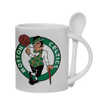 Boston Celtics, Ceramic coffee mug with Spoon, 330ml (1pcs)