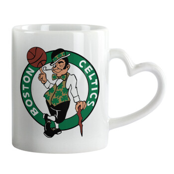 Boston Celtics, Κούπα καρδιά χερούλι λευκή, κεραμική, 330ml