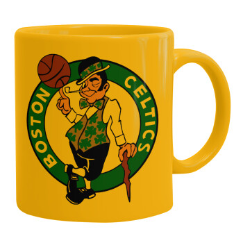 Boston Celtics, Ceramic coffee mug yellow, 330ml (1pcs)