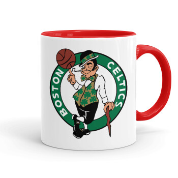 Boston Celtics, Κούπα χρωματιστή κόκκινη, κεραμική, 330ml