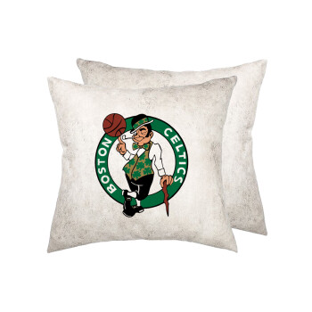Boston Celtics, Μαξιλάρι καναπέ Δερματίνη Γκρι 40x40cm με γέμισμα