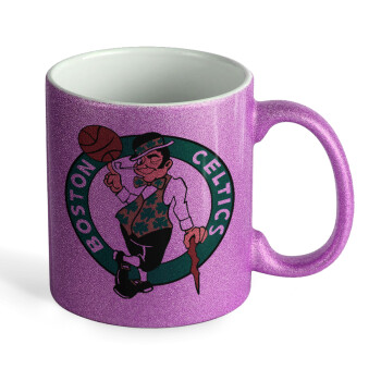 Boston Celtics, Κούπα Μωβ Glitter που γυαλίζει, κεραμική, 330ml