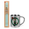 Easter Set, metallic thermal cup (300ml) & aromatic flat Easter candle (30cm) (TURQUOISE)