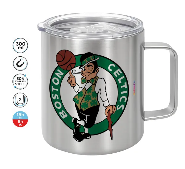 Boston Celtics — Double-walled stainless steel mug 300ml with temperature-retaining lid