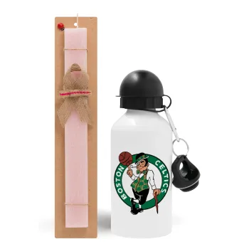 Boston Celtics, Easter Set, metallic aluminum bottle (500ml) & aromatic flat Easter candle (30cm) (PINK)