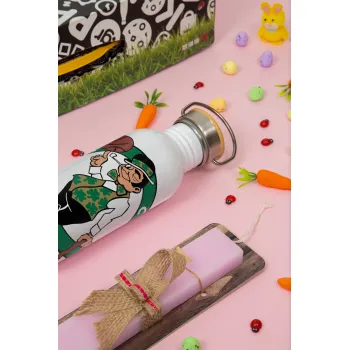 Boston Celtics, Πασχαλινή Λαμπάδα με παγούρι μεταλλικό (620ml, stainless steel) & κερί αρωματικό πλακέ (30cm) (ΡΟΖ)