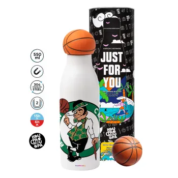 Boston Celtics, Μπάλα μπάσκετ μεταλλικό παγούρι θερμός, διπλού τοιχώματος, 550ml