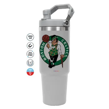 Boston Celtics, ΓΚΡΙ χρώματος Θερμός Ανοξείδωτο 890ml (30oz) με χερούλι