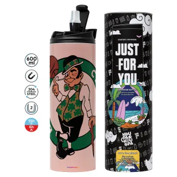 Boston Celtics, Tumbler stainless steel PINK 600ml