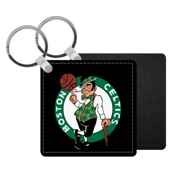 Boston Celtics, Μπρελόκ Δερματίνη, τετράγωνο ΜΑΥΡΟ (5x5cm)
