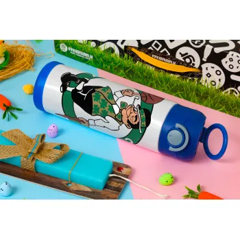 Boston Celtics, Easter candle, Childrens hot water bottle, stainless steel, with safety straw, BLUE (500ml)