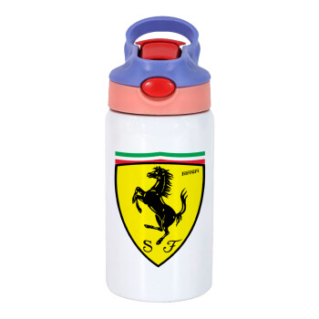 Ferrari, Παιδικό παγούρι θερμό, ανοξείδωτο, με καλαμάκι ασφαλείας, ροζ/μωβ (350ml)
