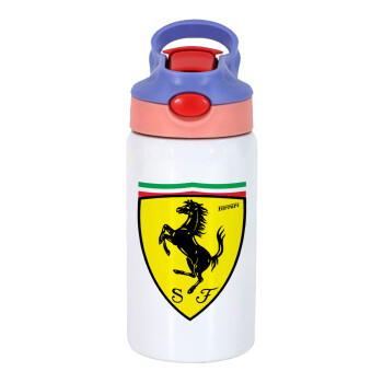 Ferrari, Παιδικό παγούρι θερμό, ανοξείδωτο, με καλαμάκι ασφαλείας, ροζ/μωβ (350ml)