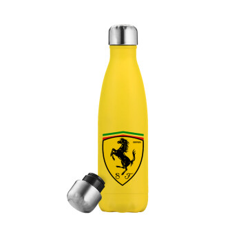 Ferrari, Μεταλλικό παγούρι θερμός Κίτρινος (Stainless steel), διπλού τοιχώματος, 500ml