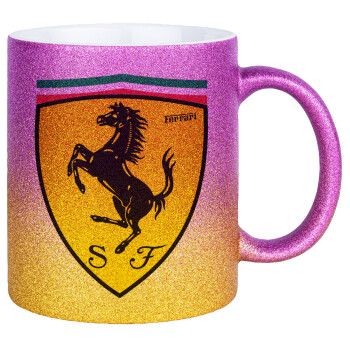 Ferrari, Κούπα Χρυσή/Ροζ Glitter, κεραμική, 330ml