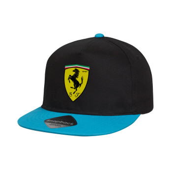 Ferrari, Καπέλο παιδικό snapback, 100% Βαμβακερό, Μαύρο/Μπλε