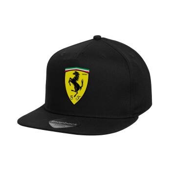 Ferrari, Καπέλο παιδικό Snapback, 100% Βαμβακερό, Μαύρο
