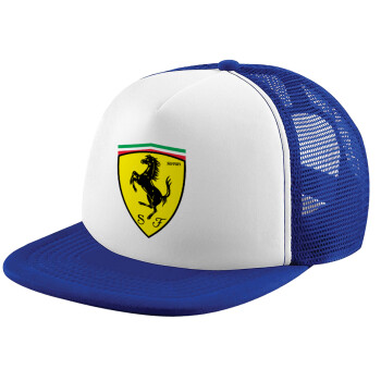 Ferrari, Καπέλο Ενηλίκων Soft Trucker με Δίχτυ Blue/White (POLYESTER, ΕΝΗΛΙΚΩΝ, UNISEX, ONE SIZE)