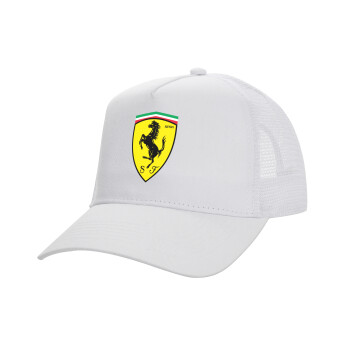 Ferrari, Καπέλο Ενηλίκων Structured Trucker, με Δίχτυ, ΛΕΥΚΟ (100% ΒΑΜΒΑΚΕΡΟ, ΕΝΗΛΙΚΩΝ, UNISEX, ONE SIZE)
