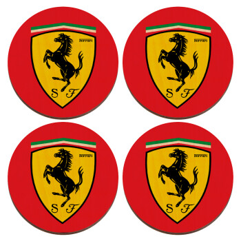 Ferrari, ΣΕΤ x4 Σουβέρ ξύλινα στρογγυλά plywood (9cm)
