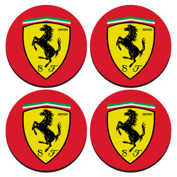 Ferrari, ΣΕΤ 4 Σουβέρ ξύλινα στρογγυλά (9cm)