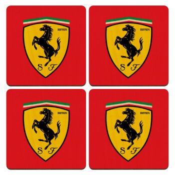 Ferrari, ΣΕΤ x4 Σουβέρ ξύλινα τετράγωνα plywood (9cm)