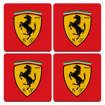 Ferrari, ΣΕΤ x4 Σουβέρ ξύλινα τετράγωνα plywood (9cm)
