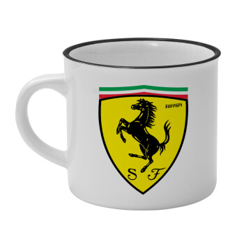 Ferrari, Κούπα κεραμική vintage Λευκή/Μαύρη 230ml