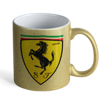 Ferrari, Κούπα Χρυσή Glitter που γυαλίζει, κεραμική, 330ml