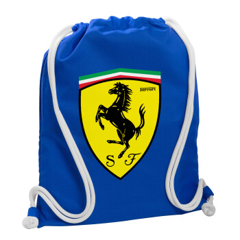 Ferrari, Τσάντα πλάτης πουγκί GYMBAG Μπλε, με τσέπη (40x48cm) & χονδρά κορδόνια