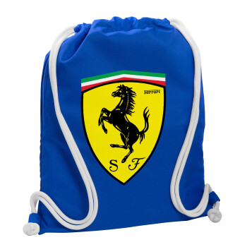 Ferrari, Backpack pouch GYMBAG Blue, with pocket (40x48cm) & thick cords