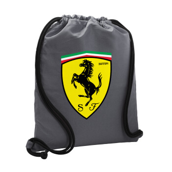 Ferrari, Backpack pouch GYMBAG GREY, with pocket (40x48cm) & thick cords