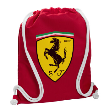 Ferrari, Backpack pouch GYMBAG Red, with pocket (40x48cm) & thick cords