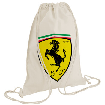 Ferrari, Τσάντα πλάτης πουγκί GYMBAG natural (28x40cm)