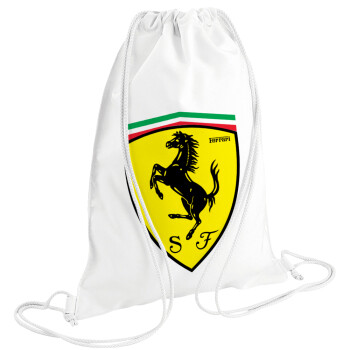 Ferrari, Τσάντα πλάτης πουγκί GYMBAG λευκή (28x40cm)