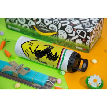 Ferrari, Easter candle,Travel Tumbler 2 Lids, with metal straw & cleaning brush & aromatic flat candle (30cm) (BLUE)