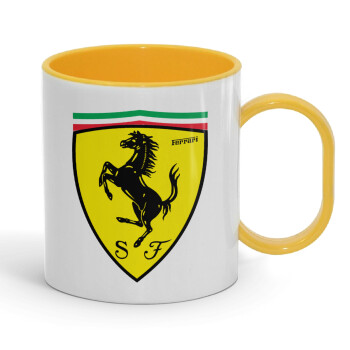 Ferrari, Κούπα (πλαστική) (BPA-FREE) Polymer Κίτρινη για παιδιά, 330ml