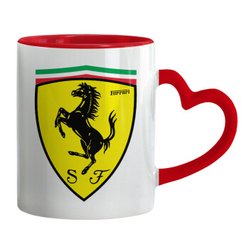 Ferrari, Mug heart red handle, ceramic, 330ml