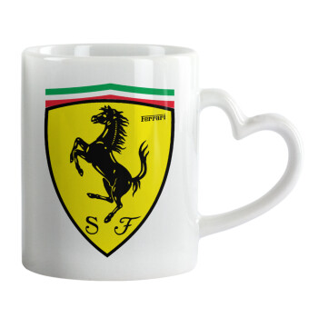Ferrari, Κούπα καρδιά χερούλι λευκή, κεραμική, 330ml