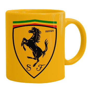 Ferrari, Ceramic coffee mug yellow, 330ml (1pcs)