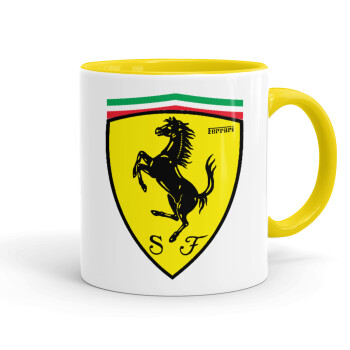 Ferrari, Κούπα χρωματιστή κίτρινη, κεραμική, 330ml