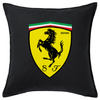 Ferrari, Μαξιλάρι καναπέ Μαύρο 100% βαμβάκι, περιέχεται το γέμισμα (50x50cm)