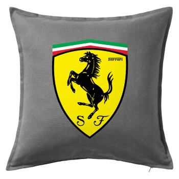 Ferrari, Μαξιλάρι καναπέ Γκρι 100% βαμβάκι, περιέχεται το γέμισμα (50x50cm)
