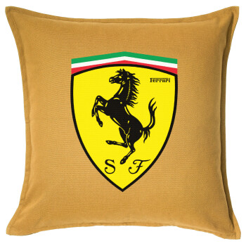 Ferrari, Μαξιλάρι καναπέ Κίτρινο 100% βαμβάκι, περιέχεται το γέμισμα (50x50cm)