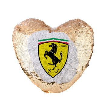 Ferrari, Μαξιλάρι καναπέ καρδιά Μαγικό Χρυσό με πούλιες 40x40cm περιέχεται το  γέμισμα
