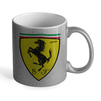 Ferrari, Κούπα Ασημένια Glitter που γυαλίζει, κεραμική, 330ml