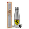 Easter Set, metallic Inox water bottle (750ml) & aromatic flat Easter candle (30cm) (GRAY)