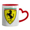 Mug heart red handle, ceramic, 330ml