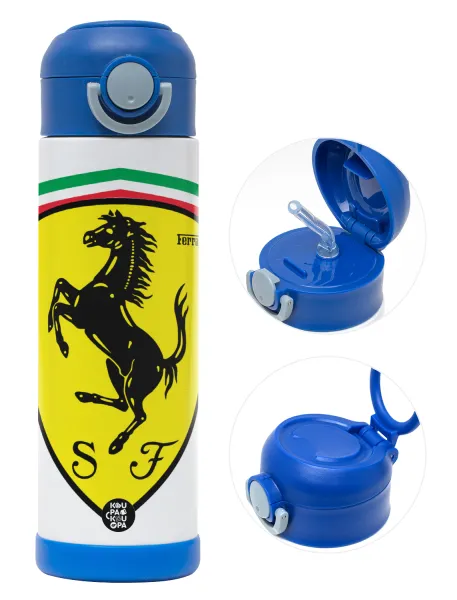 Ferrari — Παιδικό παγούρι θερμό, ανοξείδωτο, με καλαμάκι ασφαλείας, ΜΠΛΕ (500ml)