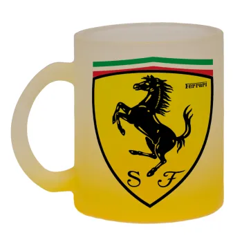 Ferrari, Κούπα γυάλινη δίχρωμη με βάση το κίτρινο ματ, 330ml